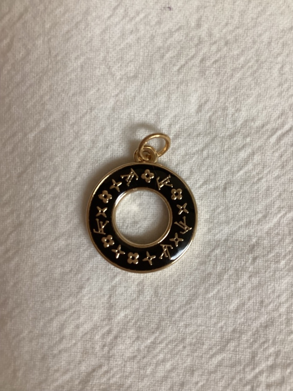 Gold and Black Circular Pendant Charm - Designer Style